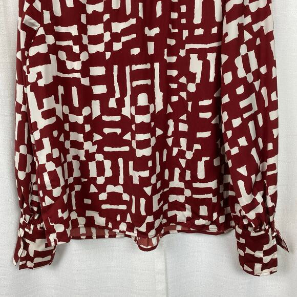 Banana Republic Red Cranberry Long Volume Sleeve Blouse Sz.M NWT - Picture 11 of 13